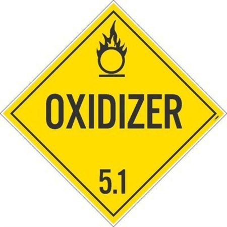 NMC Oxidizer 5.1 Dot Placard Sign, Material: Pressure Sensitive Removable Vinyl .0045 DL14PR